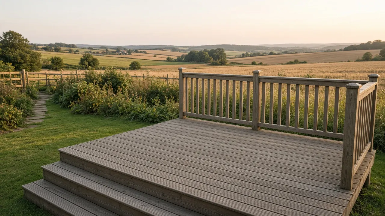 Example image: raised deck facing open farmland